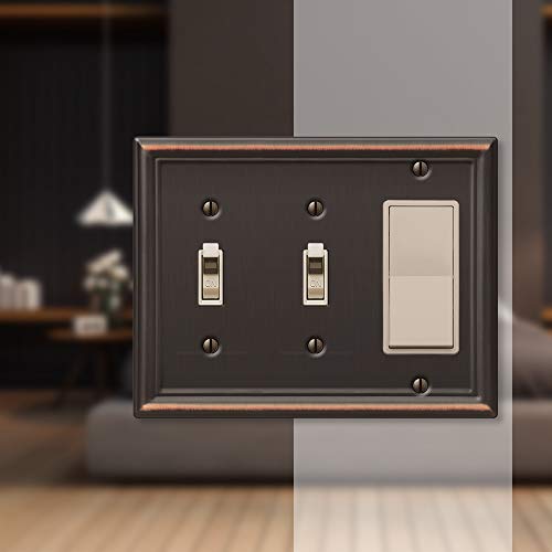 Amerelle 149TTRDB Chelsea Wallplate, 2 Toggle / 1 Rocker, Steel, Aged Bronze, 1-Pack - Image 3