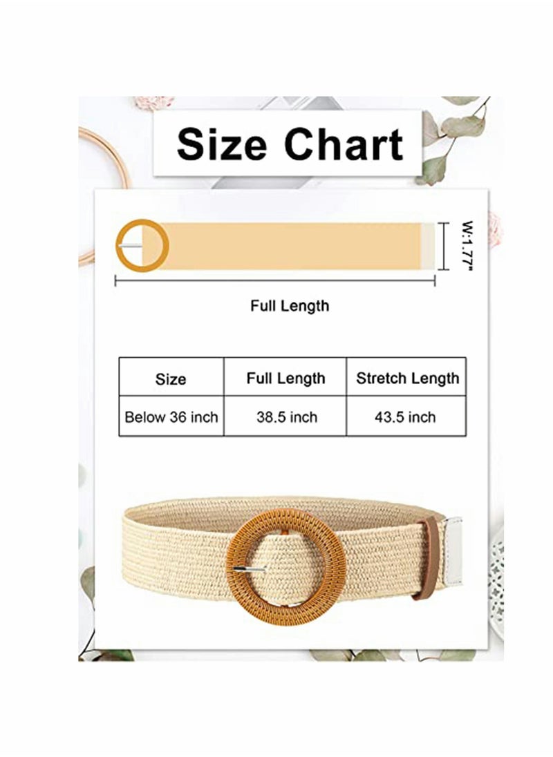 Excefore - 4 Pcs Women Waist Belt, Straw Woven Elastic Stretch Waist Belt - Image 1