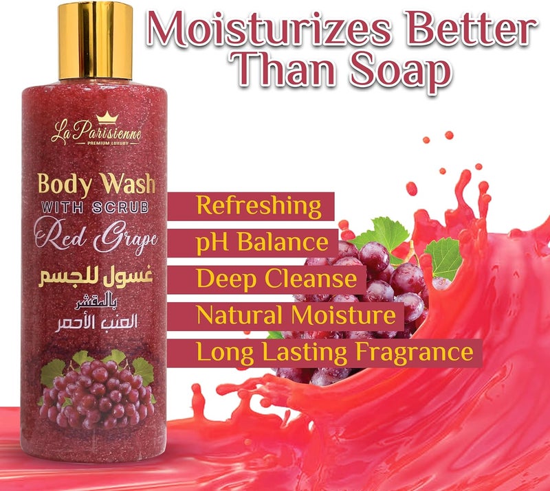ECOLYTE+ La Parisienne Premium Body Wash with Scrub - Red Grape Scent, 500 ml - Image 4