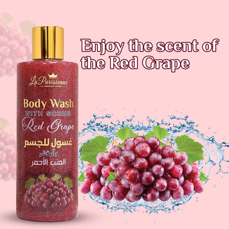 ECOLYTE+ La Parisienne Premium Body Wash with Scrub - Red Grape Scent, 500 ml - Image 3