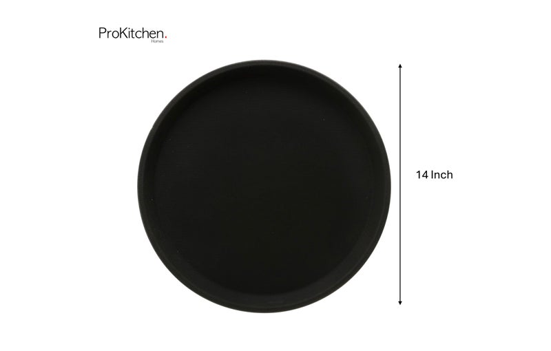 ProKitchen.Homes Prokitchen Round Anti-Skid Fiber Tray, Black Serving Platter Tray for Restaurants, Bars, and Cafes, Non-Slip, Lightweight, and Sturdy Serving Tray (14-Inch) - Image 2