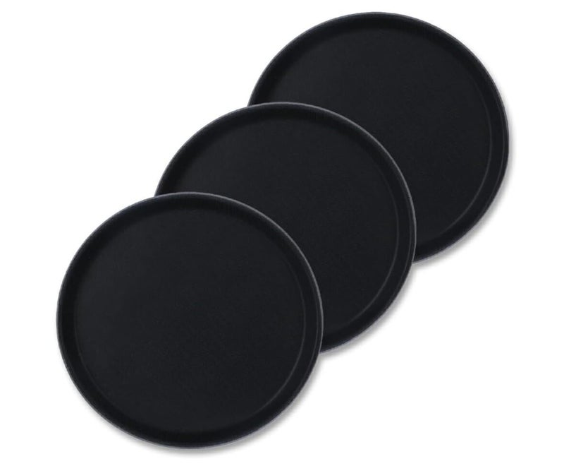 ProKitchen.Homes Prokitchen Round Anti-Skid Fiber Tray, Black Serving Platter Tray for Restaurants, Bars, and Cafes, Non-Slip, Lightweight, and Sturdy Serving Tray (14-Inch) - Image 3