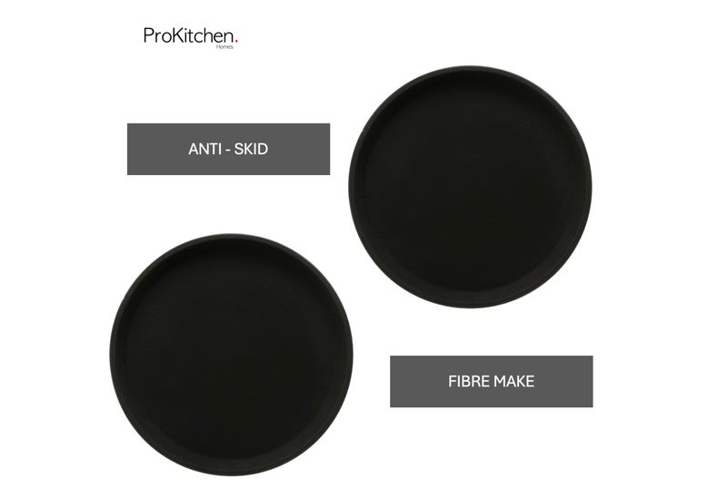 ProKitchen.Homes Prokitchen Round Anti-Skid Fiber Tray, Black Serving Platter Tray for Restaurants, Bars, and Cafes, Non-Slip, Lightweight, and Sturdy Serving Tray (14-Inch) - Image 4