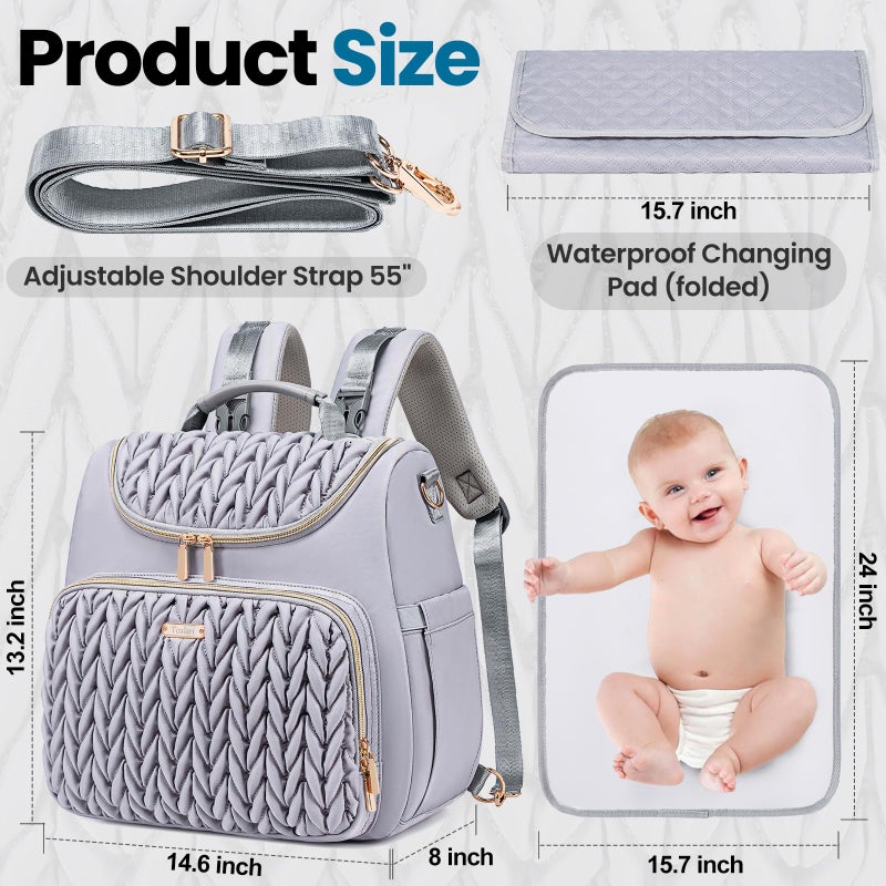 Tealari 4 in 1 Convertible Diaper Bag Backpack,Waterproof Baby Diaper Bag with Changing Pad,Converts into Baby Tote Bag,Diaper Backpack,Stroller Bag and Crossbody Diaper Bag - Image 2
