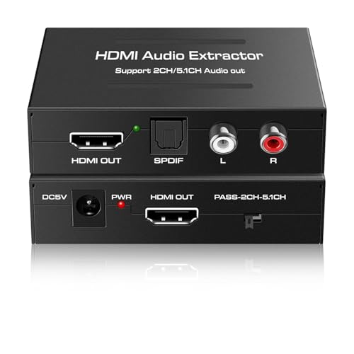 Sounce HDMI Audio Extractor HDMI to Optical SPDIF Toslink Converter HDMI Video Adapter Splitter-DAC Analog Stereo R/L Audio for Blu-ray DVD Players,Xbox One, Sky HD Box, PlayStation - Image 1