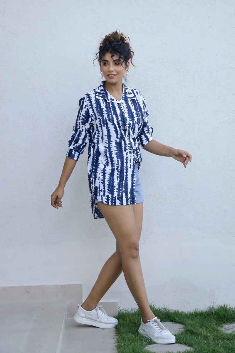 Label Flavia قميص كاجوال أزرق للنساء - Image 4