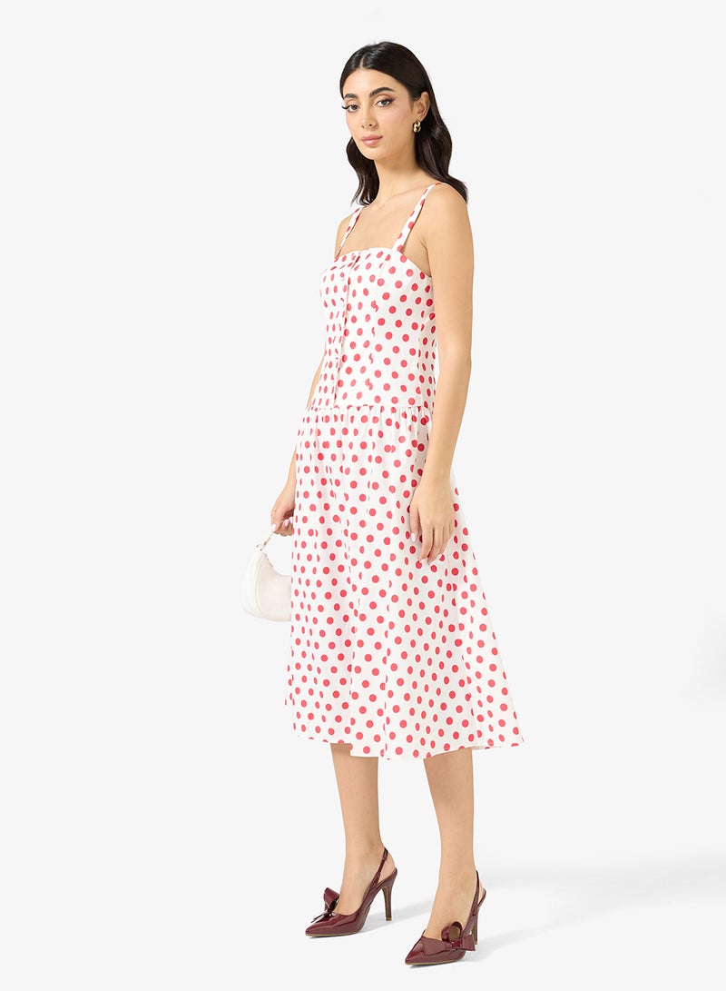 ELLA Polka Print A-lbe Dress - Image 1