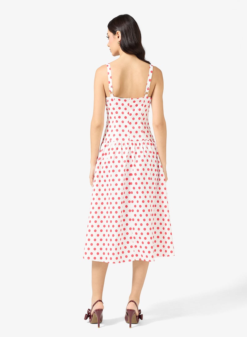 ELLA Polka Print A-lbe Dress - Image 2