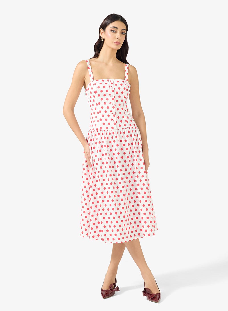 ELLA Polka Print A-lbe Dress - Image 4