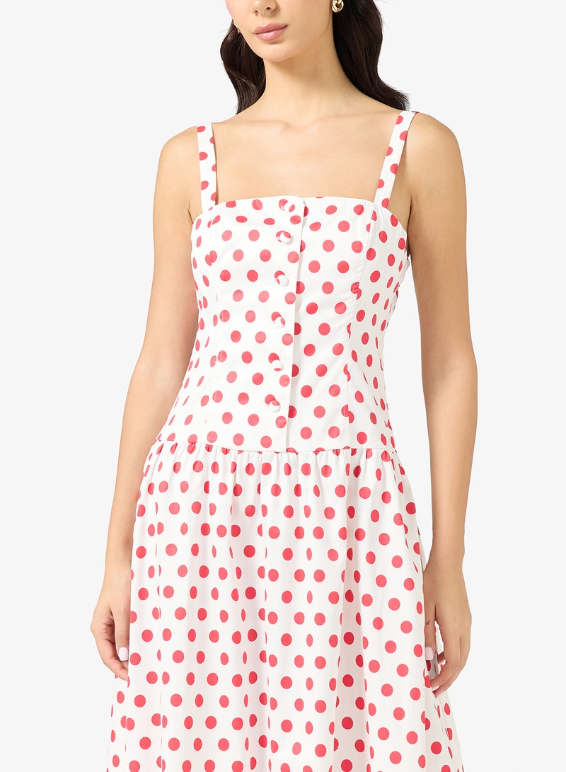 ELLA Polka Print A-lbe Dress - Image 3