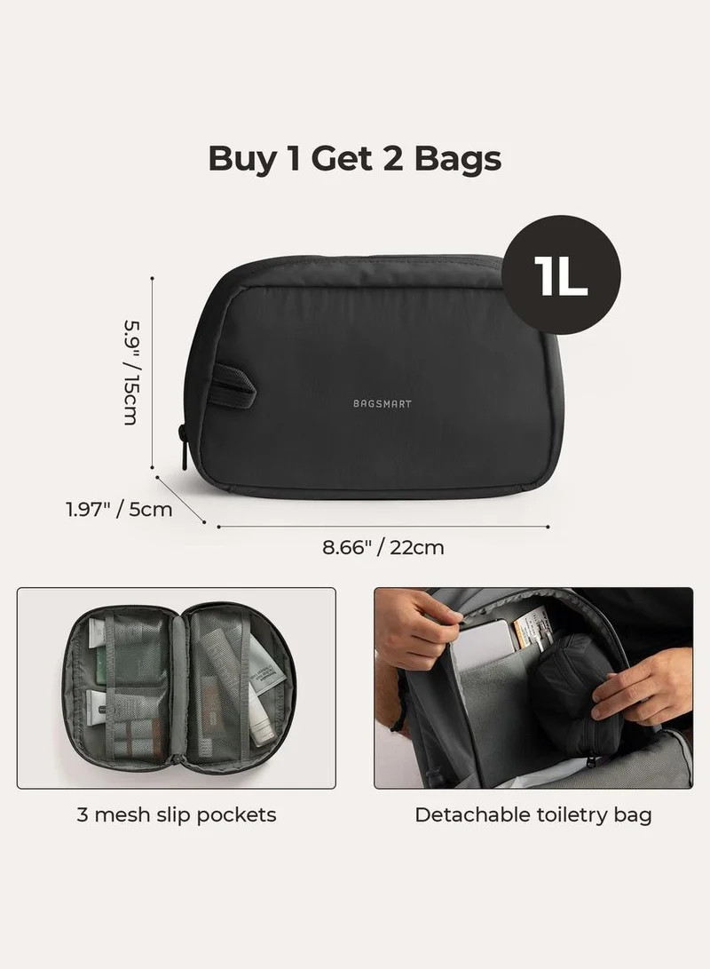 BAGSMART Black BAGSMART Soar 25L 180° Open Clamshell Travel Backpack Set  | Best Price UAE