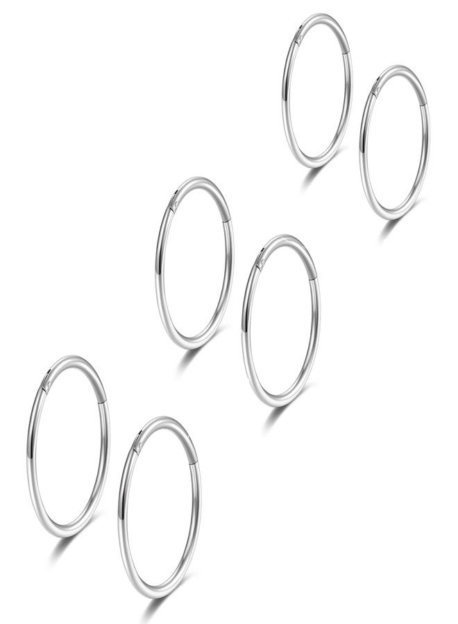 Lantine 6Pcs 20g Nose Rings for Women Men 316L Surgical Steel Hinged Earring Hoops Rook Helix Cartilage Daith Tragus Earrings 6 mm 8mm 10mm Set - Image 1