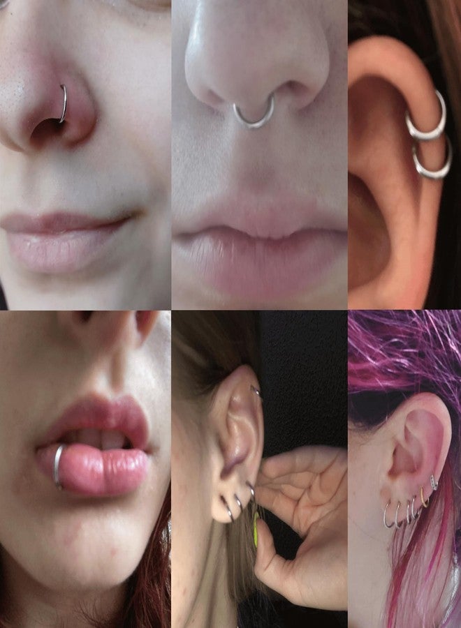 Lantine 6Pcs 20g Nose Rings for Women Men 316L Surgical Steel Hinged Earring Hoops Rook Helix Cartilage Daith Tragus Earrings 6 mm 8mm 10mm Set - Image 2