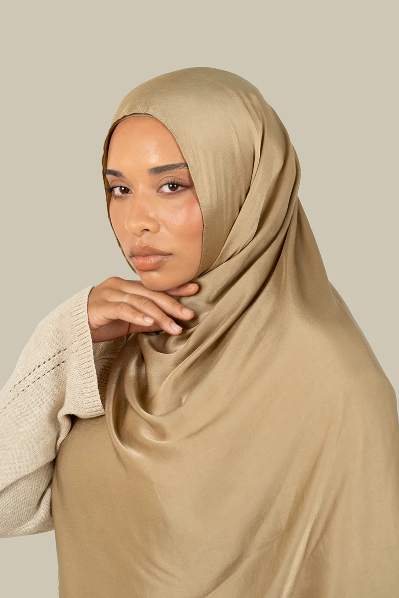 silqrose Gold Silk Satin Hijab
