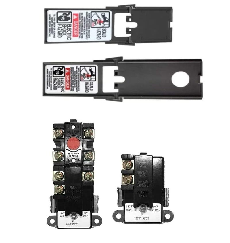 DROMIX EWH-00C Electric Water Heater Thermostats, Include Upper and Lower Element Thermosatat, Terminal Protective Covers, Therm-O-Disc(TOD) style, Interchangeable with APCOM Style, Water Heater Repair Parts - Image 1