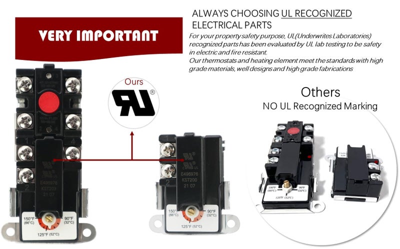 DROMIX EWH-00C Electric Water Heater Thermostats, Include Upper and Lower Element Thermosatat, Terminal Protective Covers, Therm-O-Disc(TOD) style, Interchangeable with APCOM Style, Water Heater Repair Parts - Image 2