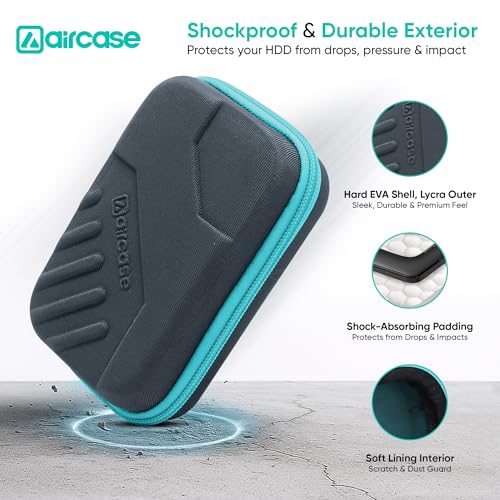AirCase 2.5 Inch External Hard Drive Case with Shockproof EVA Hardshell & Soft Lining | Travel Organizer Pouch with Mesh Pocket, Zipper Closure for HDD/SSD, Earphones, Cable, Charger & Gadgets(Grey) - Image 2