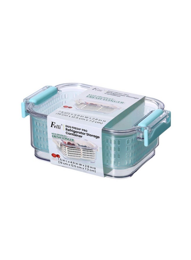 Felli Duo Fresh7 Pro Refridgerator Stackable Container Clear and Aqua Blue 680ml - Image 2