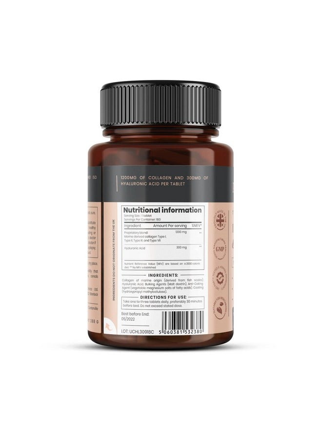 pureclinica 1500Mg Ultracoll Collagen (1200Mg) And Hyaluronic Acid (300Mg) X 180 Tablets 6 Months Supply  - Image 4