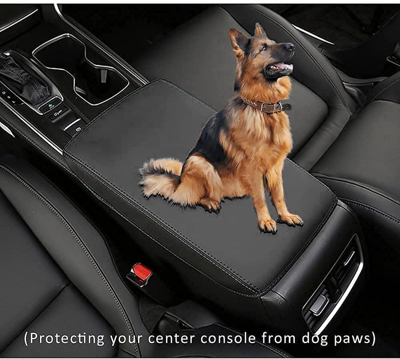 INTGET Car Center Console Cover for 2021 2022 Honda Accord 2018 2019 2020 Leather Armrest Cover Interior Middle Arm Rest Cover Dog Seat Protector for Honda Accord Interior Accessories (black stitches) - Image 2