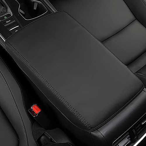 INTGET Car Center Console Cover for 2021 2022 Honda Accord 2018 2019 2020 Leather Armrest Cover Interior Middle Arm Rest Cover Dog Seat Protector for Honda Accord Interior Accessories (black stitches) - Image 1
