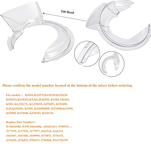 Pokin Pouring Shield for KitchenAid Tilt Head 4.5-5QT (Only) Stainless Steel Bowl Insert, KN1PS Transparent Splash Guard, Safety Pouring Shield Fits Kitchen Aid Standing Mixer Attachments & Accessories - Image 5