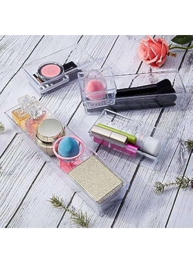 Cazadora Clear Acrylic Drawer Organizer Tray Set - 14-Piece Premium Clear Plastic Organizer Kit for Makeup, Cosmetics, Vanity, Bathroom, Kitchen Utensils, Cutlery, Jewelry, Accessories and Gadgets - Durable high-quality acrylic construction, crystal-clear transparency for quick visibility - Stackable, lightweight and space-saving drawer inserts that keep items neatly separated and prevent sliding - Versatile modular sizes to fit standard drawers, dressers, vanity tables and bathroom cabinets - Scratch-resistant finish, easy to wipe clean with a damp cloth, long-lasting home organization solution - Contemporary minimalist design suitable for modern KSA homes and gifting - Image 2