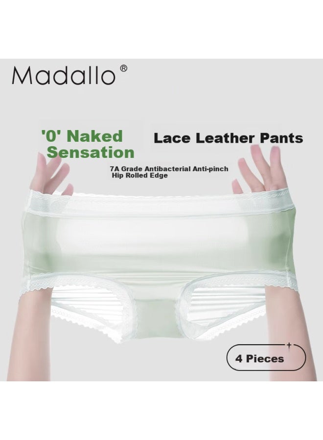Madallo 4-pack Women's Ice Silk Seamless Antibacterial Summer Thin Quick-dry Breathable Girl's Triangle Shorts Head M - Image 2