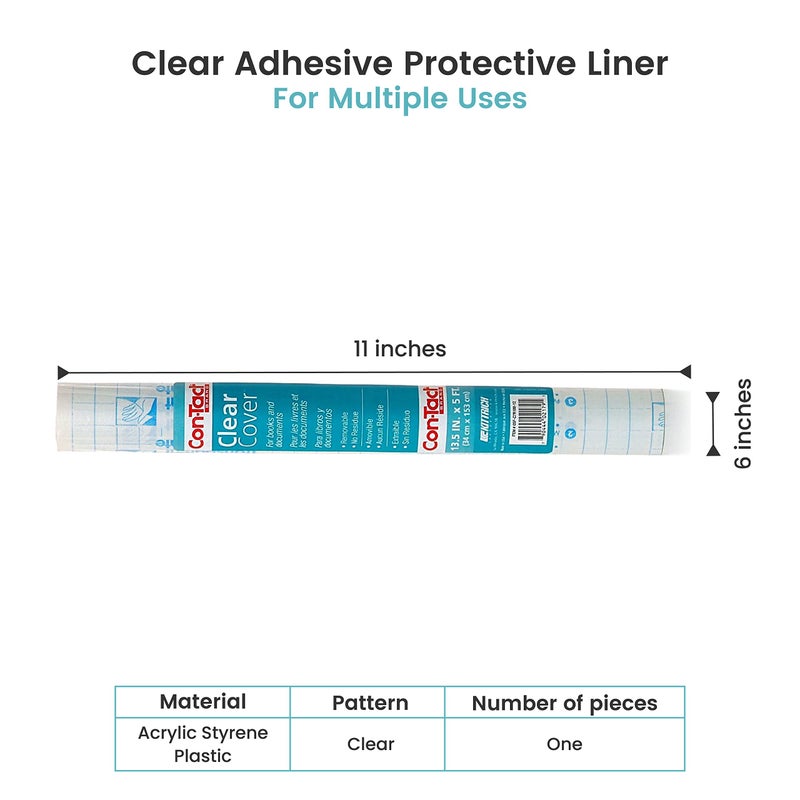 Con-Tact Brand Clear Adhesive Protective Liner, Protect Books and Documents, Easy to Apply Book Cover, 13.5'' x 5' - Image 2