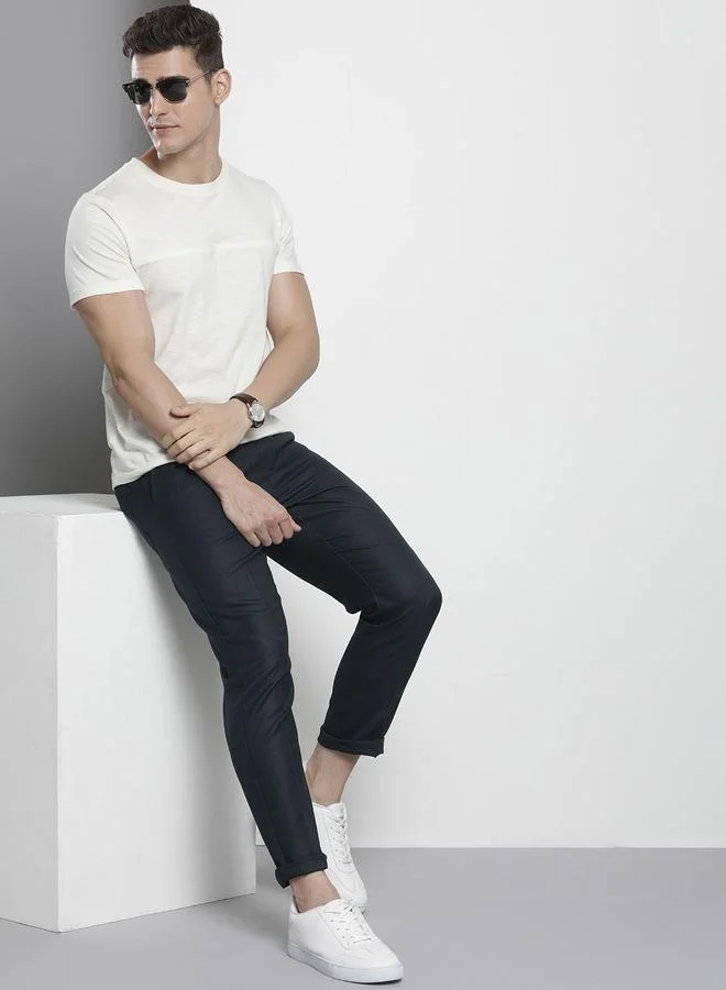 The Indian Garage Co The Indian Garage Co Men Navy Regular Fit Solid Trousers