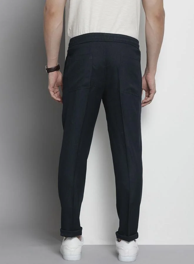 The Indian Garage Co The Indian Garage Co Men Navy Regular Fit Solid Trousers