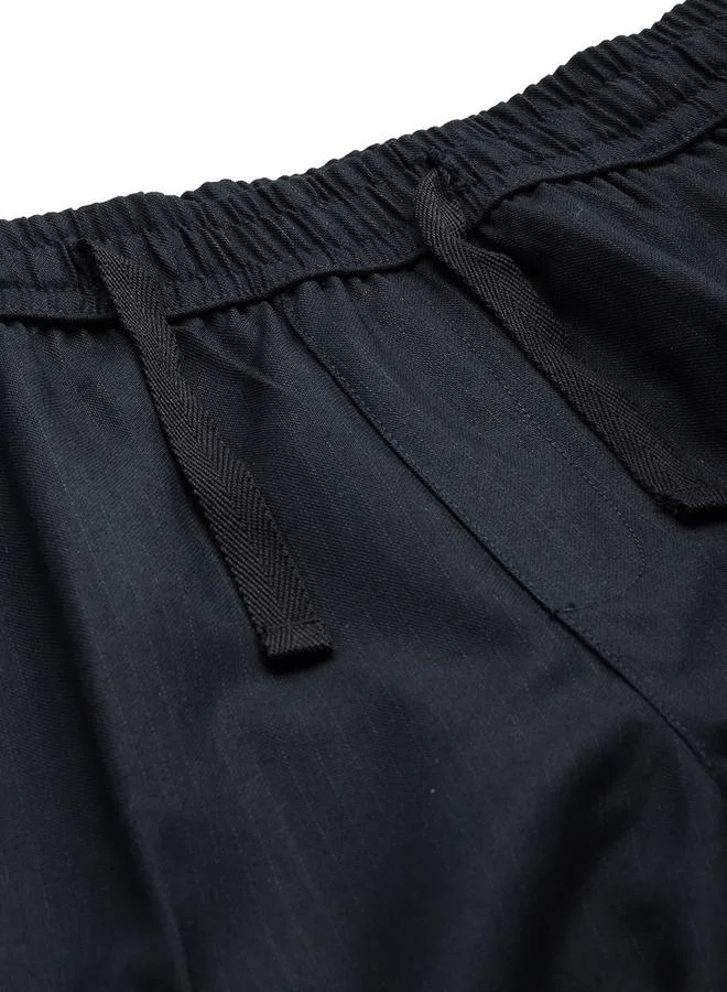The Indian Garage Co The Indian Garage Co Men Navy Regular Fit Solid Trousers