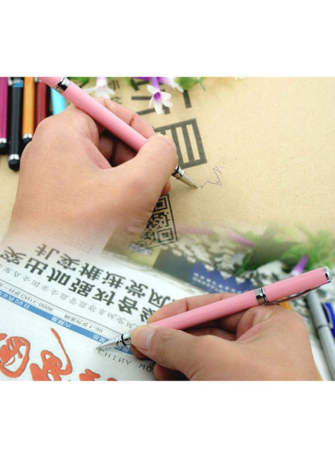 NIBEMINENT 2 In 1 Ball Point Capacitive Screen Stylus Touch Pen With Cover Pink  - Image 2