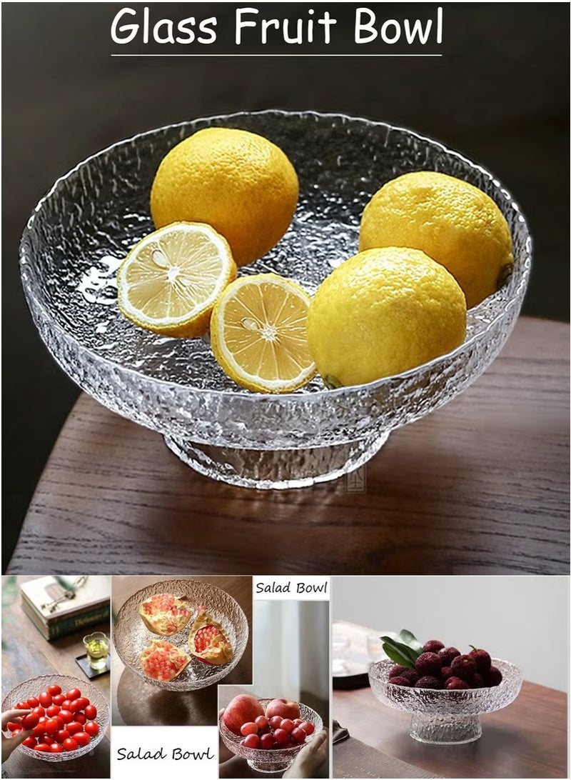 زجاج الفاكهة وعاء الفاكهة سلة للمطبخ العداد واضح سلطة وعاء الرأس الزخرفي للطاولة ديكور خدمة وعاء للفواكهة وجبات خفيفة الحلوى - Image 3