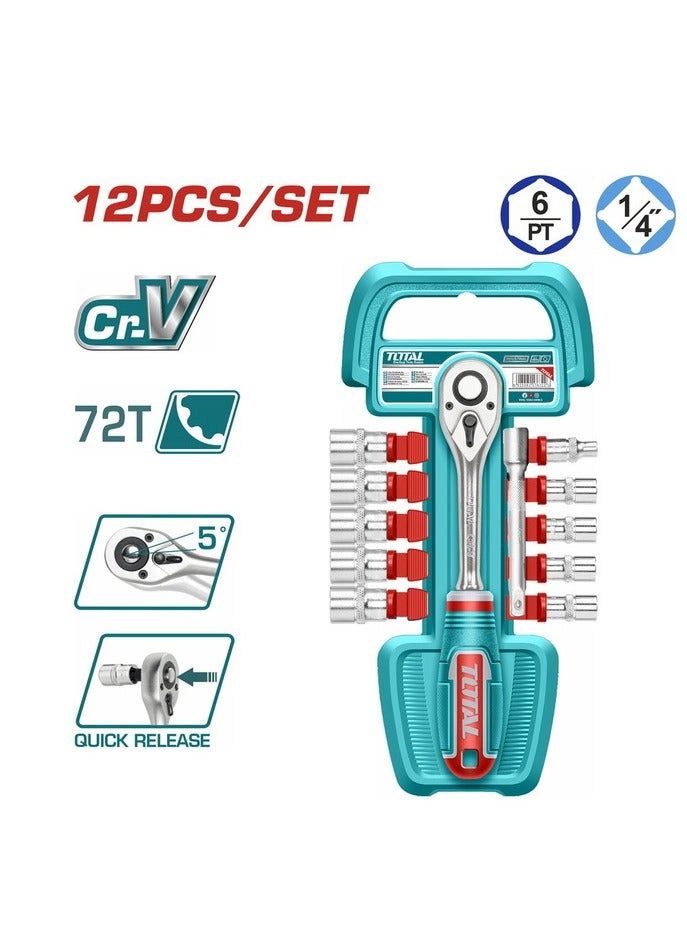 TOTAL 1/4" Socket Set, 12 Pieces - THT14114126 - Total