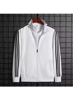 Couples Casual Sportswear Suits Spring Autumn Three bar jacket white [coat]]