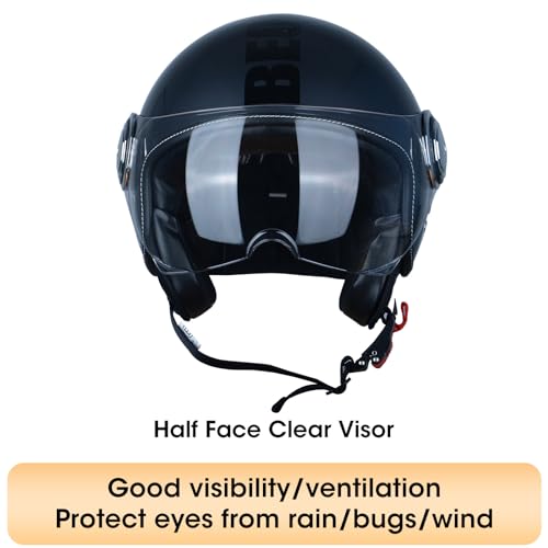 BEON 34 Open Face Motorcycle Helmet for AdultsDOT Approved Moped Half Vespa Retro Helmet with AntiScratch Visor for Men and Women Model B01 - Image 3