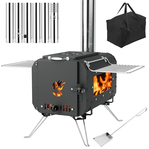 Gaomon Outdoor Portable Wood Stove, Tent Stove,Wood Burning Stove for Camping,Cast Iron Wood Stove,Tent Heaters for Camping, Includes Chimney Pipes ans View Glass,Ice-fishing, Cookout, Hiking, Travel - Image 1