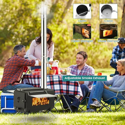 Gaomon Outdoor Portable Wood Stove, Tent Stove,Wood Burning Stove for Camping,Cast Iron Wood Stove,Tent Heaters for Camping, Includes Chimney Pipes ans View Glass,Ice-fishing, Cookout, Hiking, Travel - Image 5