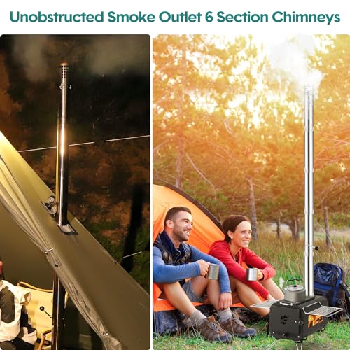 Gaomon Outdoor Portable Wood Stove, Tent Stove,Wood Burning Stove for Camping,Cast Iron Wood Stove,Tent Heaters for Camping, Includes Chimney Pipes ans View Glass,Ice-fishing, Cookout, Hiking, Travel - Image 3