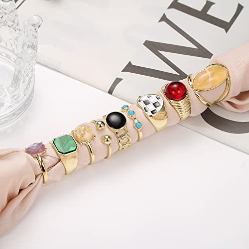 Florideco 30Pcs 18K Gold Plated Chunky Rings for Women Chunky Twisted Signet Rings Stackable Knuckle Midi Ring Adjustable Open Ring Sets - Image 5