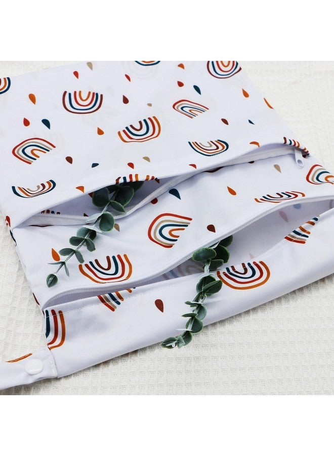 Asenappy 3pcs Cloth Diaper Wet Dry Bags Waterproof Reusable with Two Zippered Pockets Travel Beach Pool Daycare Soiled Baby Items Yoga Gym Bag for Swimsuits or Wet Clothes (rainbow) - Image 5