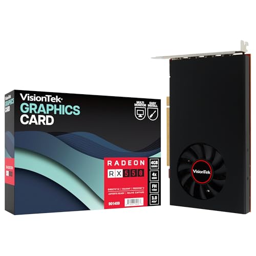 VisionTek Radeon Rx 550 4GB GDDR5 – 4K Resolution Support Graphics Card – x4 HDMI Outputs, Radeon Freesync 2, PCI Express 3.0, DirectX 12, Bus-Powered – Suitable Graphic Card for Gaming PC - Image 1