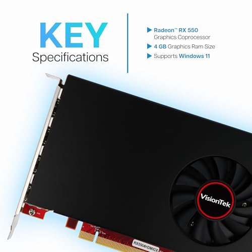 VisionTek Radeon Rx 550 4GB GDDR5 – 4K Resolution Support Graphics Card – x4 HDMI Outputs, Radeon Freesync 2, PCI Express 3.0, DirectX 12, Bus-Powered – Suitable Graphic Card for Gaming PC - Image 5