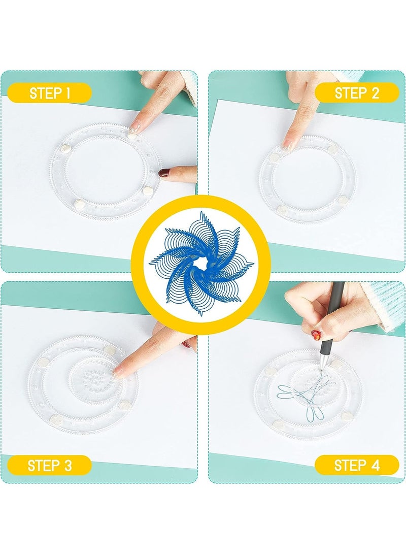 BLOOMING TIME 22Pcs Geometric Ruler DIY Creative Design Set ,Child Spiral Art Craft Creation Education Drawing Stationery Set  - Image 3