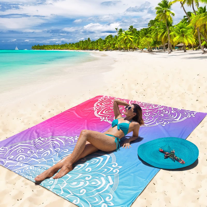 HIHOHO Beach Blanket Waterproof Sandproof Extra Large Beach Mat 79" X 83"/120"x108"for 1-8 Adults Quick Drying Durable Outdoor Picnic Mat for Beach Travel Camping Hiking - Image 4
