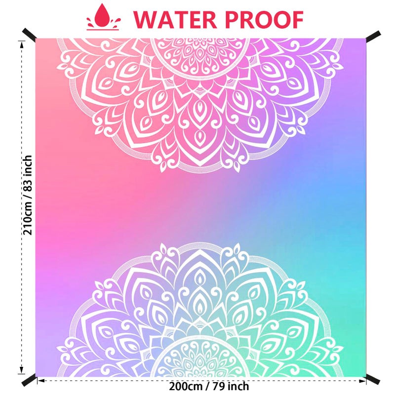 HIHOHO Beach Blanket Waterproof Sandproof Extra Large Beach Mat 79" X 83"/120"x108"for 1-8 Adults Quick Drying Durable Outdoor Picnic Mat for Beach Travel Camping Hiking - Image 2