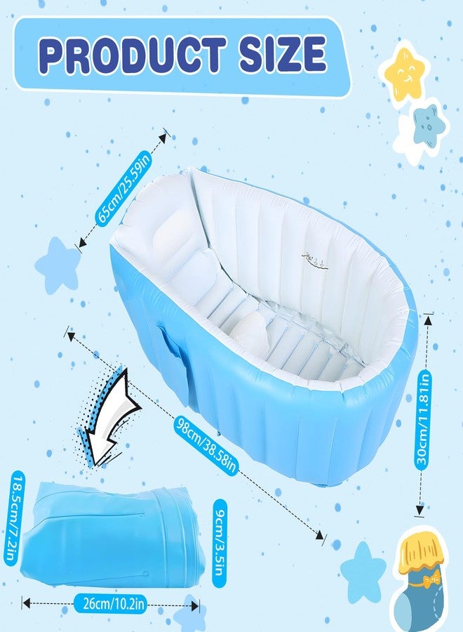HyAdierTech Inflatable Baby Bathtub, Collapsible Safe Baby Bath Tub, Portable Travel Shower Basin with Built-in Air Pump, Newborn to Toddler Bath Tub, Deflates and Folds Easily, Non-Slip (Blue) - Image 2