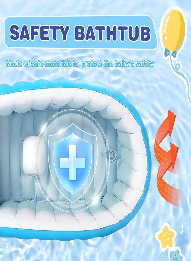 HyAdierTech Inflatable Baby Bathtub, Collapsible Safe Baby Bath Tub, Portable Travel Shower Basin with Built-in Air Pump, Newborn to Toddler Bath Tub, Deflates and Folds Easily, Non-Slip (Blue) - Image 3
