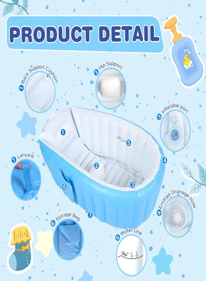 HyAdierTech Inflatable Baby Bathtub, Collapsible Safe Baby Bath Tub, Portable Travel Shower Basin with Built-in Air Pump, Newborn to Toddler Bath Tub, Deflates and Folds Easily, Non-Slip (Blue) - Image 4